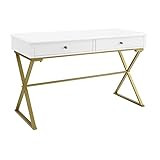 Linon Home Decor Products Harli Two-Drawer Campaign, White Desk | Amazon (US)