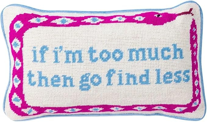 FURBISH Handmade Needlepoint Decorative Throw Pillow - Go Find Less - 9" x 15" - Small Embroidere... | Amazon (US)