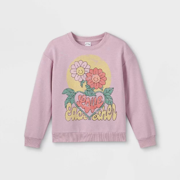 Girls' Oversized Graphic Crewneck Sweatshirt - art class™ | Target