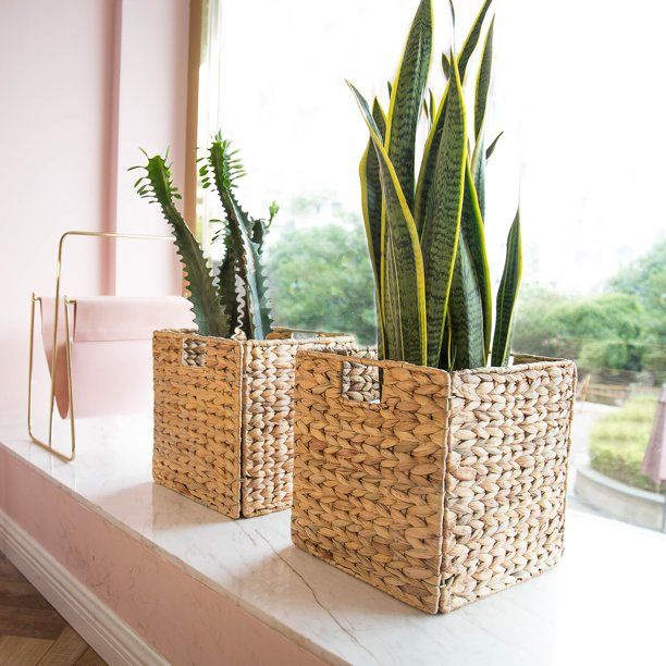 StorageWorks Water Hyacinth Storage Basket, Natural Wicker Storage Baskets, Handmade Woven Basket... | Walmart (US)