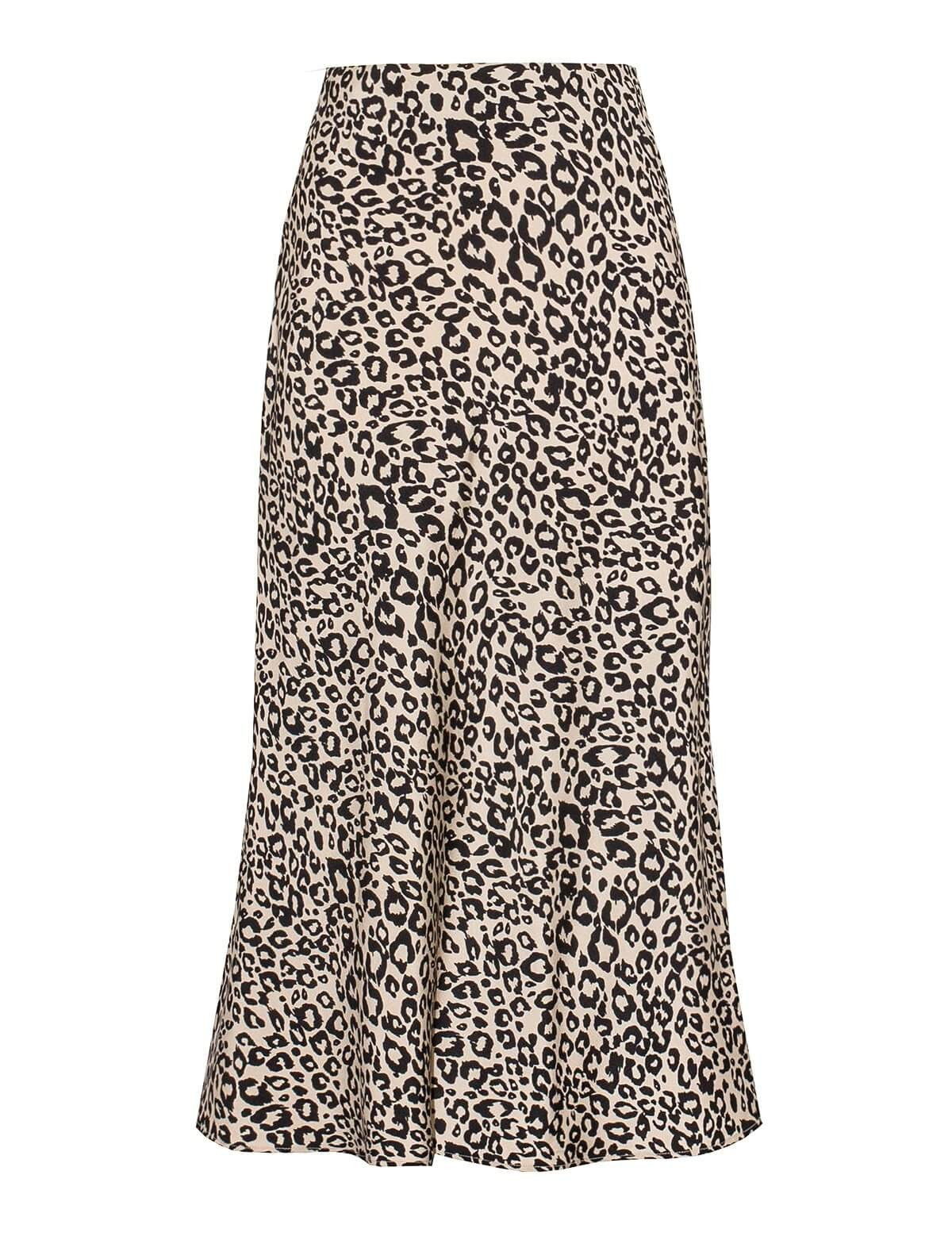 Rene Leopard Silky Midi Skirt | Pixie Market