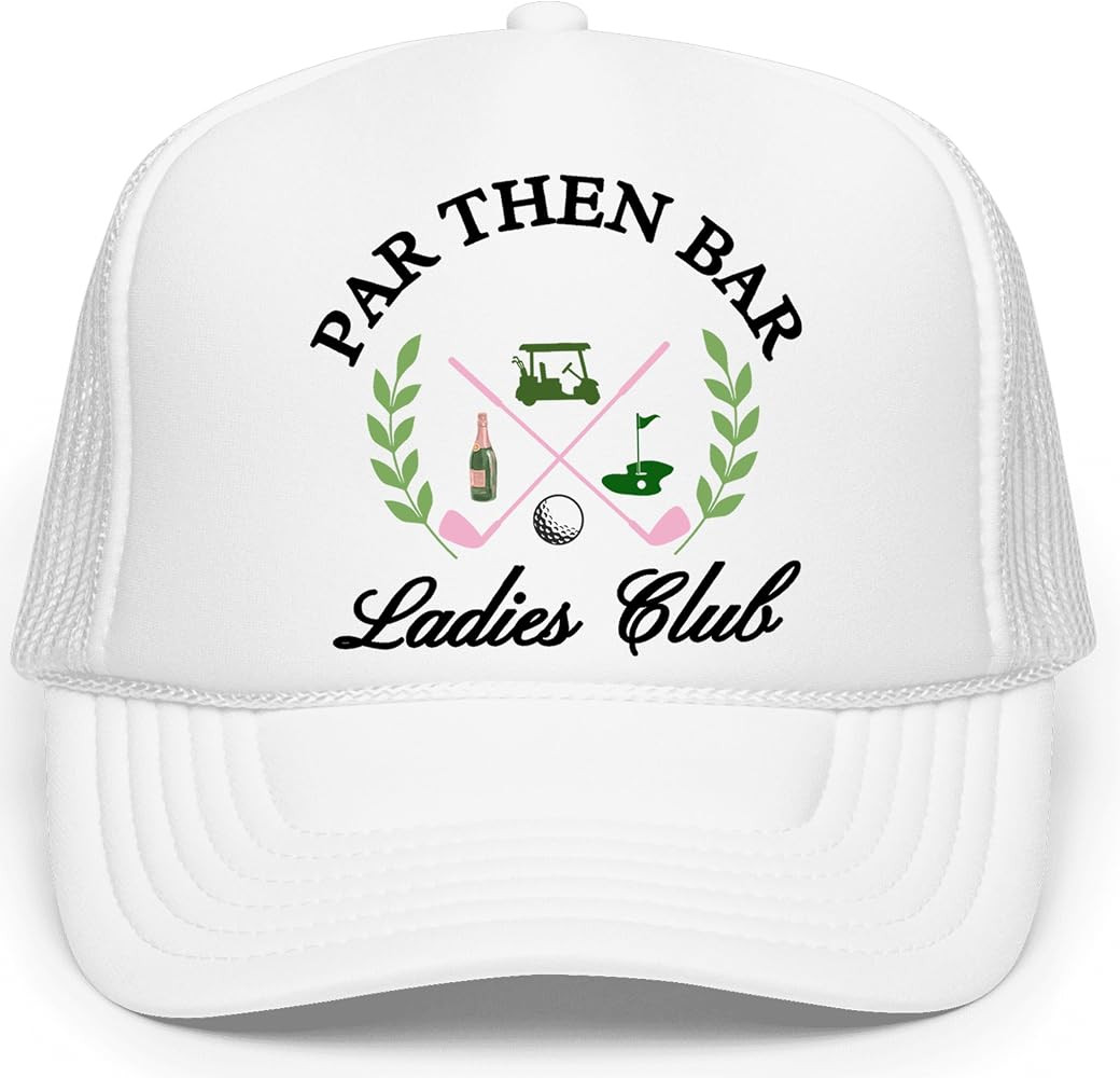 Par Then Bar Ladies Club Funny Golfer Women's Classic 5 Panel Mesh Snap Back Trucker Hat | Amazon (US)