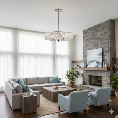 5 Light Chrome Round Chandelier With Crystal Accents | Wayfair North America