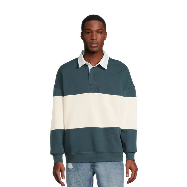 No Boundaries Men's and Big Men's Rugby Polo Sweatshirt, Sizes XS-5XL | Walmart (US)