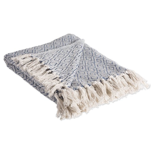 Design Imports CAMZ10590 French Blue Fields Of Diamond Blanket Throw | Walmart (US)
