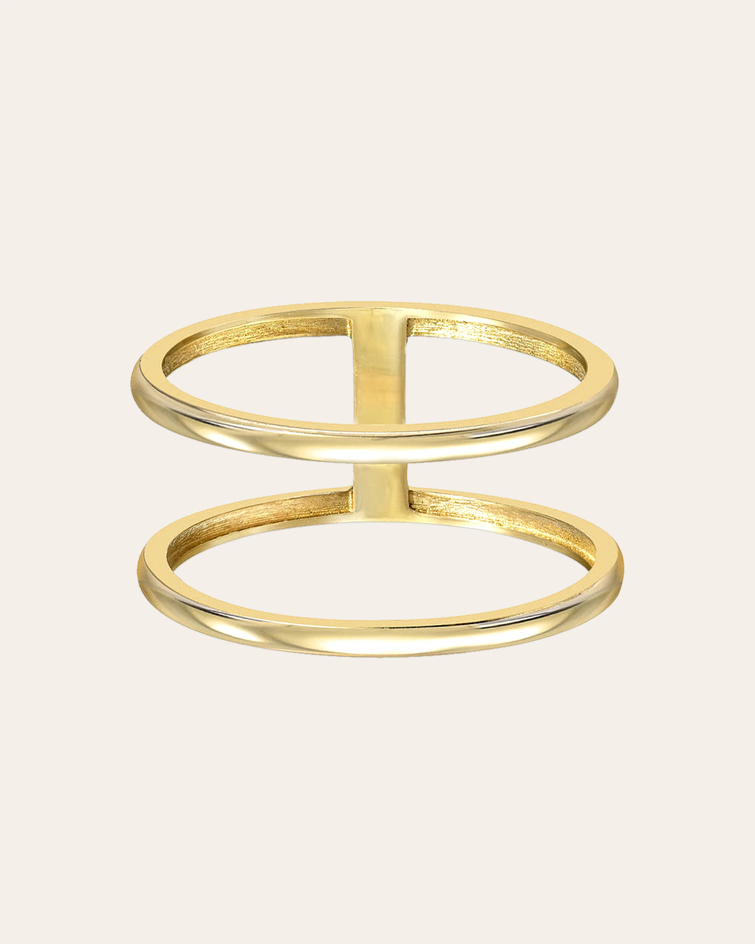 14k Gold Double Band Ring | Zoe Lev Jewelry