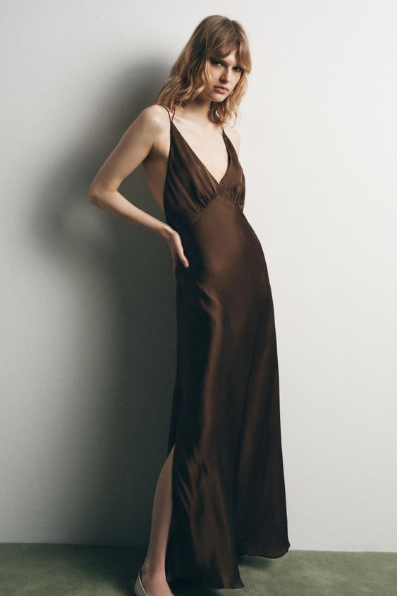 BACKLESS SATIN EFFECT DRESS | Zara US