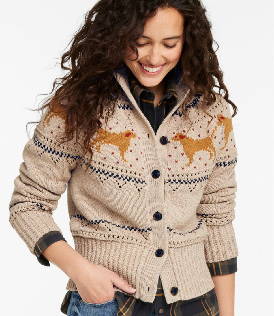 Women's Signature Cotton Fisherman Sweater, Short Cardigan Fair Isle | L.L. Bean