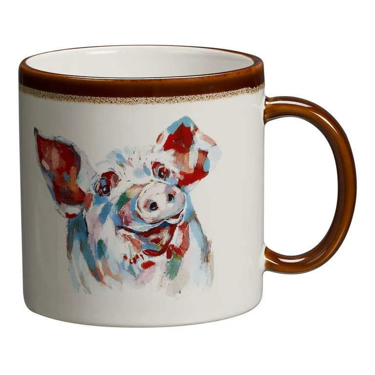 Mainstays Farm Pig Sculpted Stoneware Mug, 19.27 Ounces, White - Walmart.com | Walmart (US)