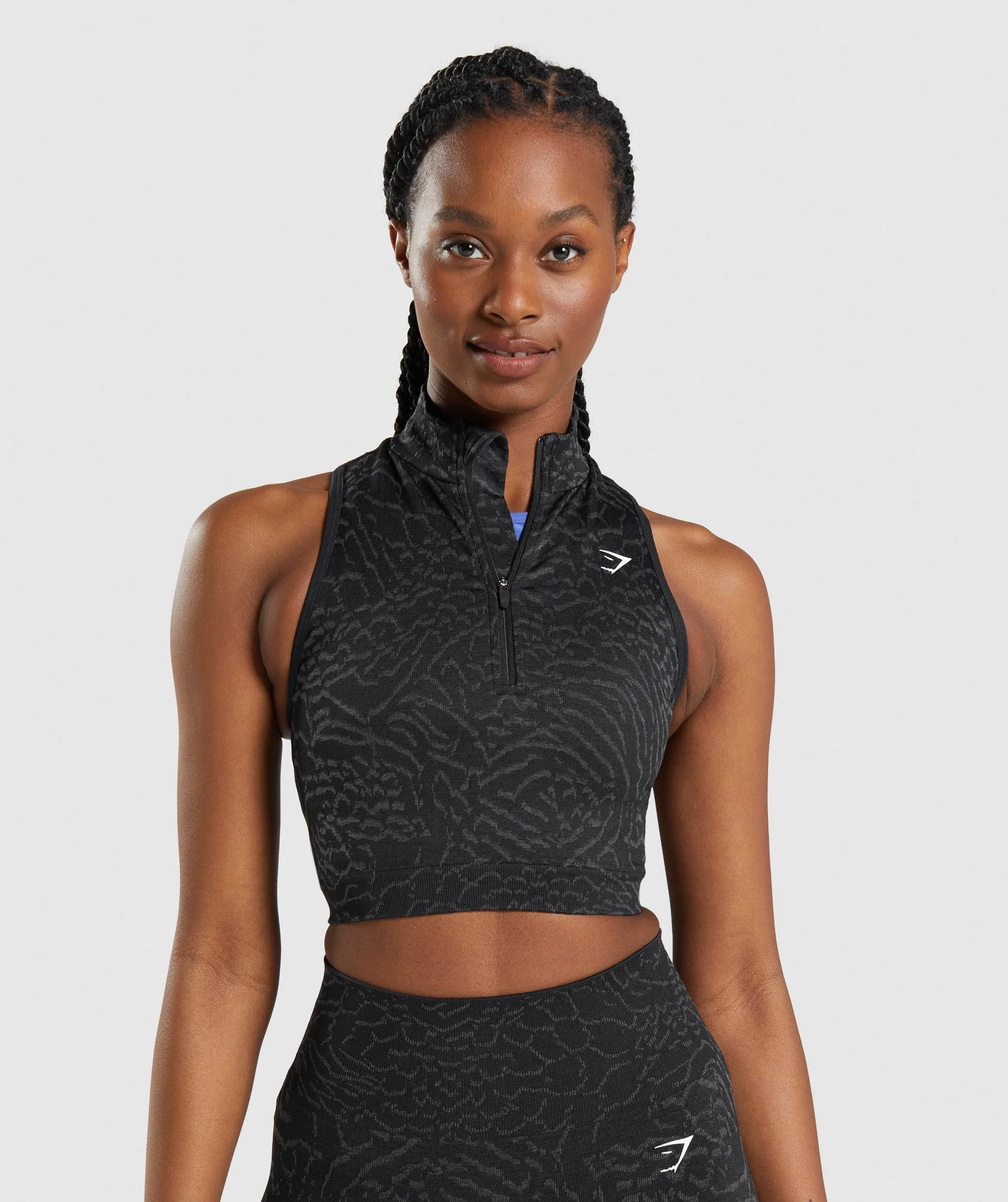 Gymshark Adapt Animal Seamless Crop 1/2 Zip - Black | Gymshark US