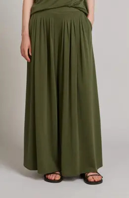 MM by Max Mara Cicala Pleated Wide Leg Jersey Pants in Moss Green at Nordstrom, Size X-Large | Nordstrom