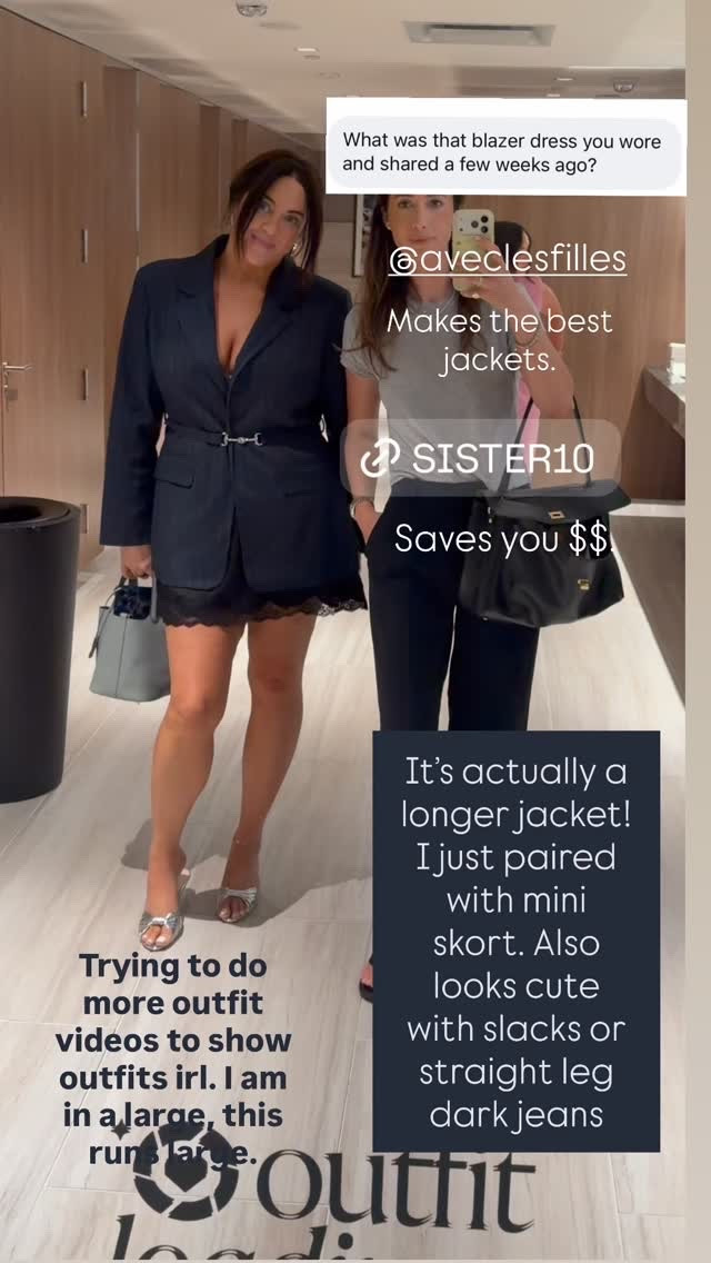 It’s actually a longer jacket! I just paired with mini skort. Also looks cute with slacks or straight leg dark jeans @aveclesfilles  Makes the best jackets.  Trying to do more outfit videos to show outfits irl. I am in a large, this runs large.  Saves you $$.

#LTKNYFW #LTKootd #LTKWorkwear