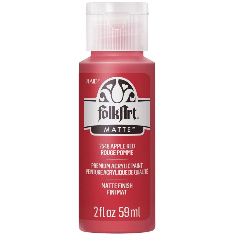 FolkArt 2548E Acrylic Craft Paint, Matte Finish, Apple Red, 2 fl oz | Walmart (US)
