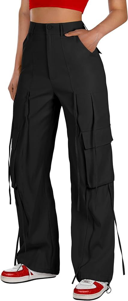 Blooming Jelly Women's Cargo Pants Y2K High Waist Parachute Pants Straight Wide Leg Baggy Pants w... | Amazon (US)