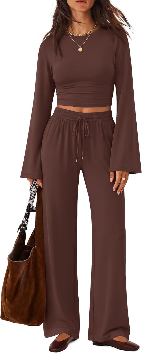 ZESICA Women's Two Piece Outfits 2026 Fall Matching Lounge Sets with Pocket | Amazon (US)