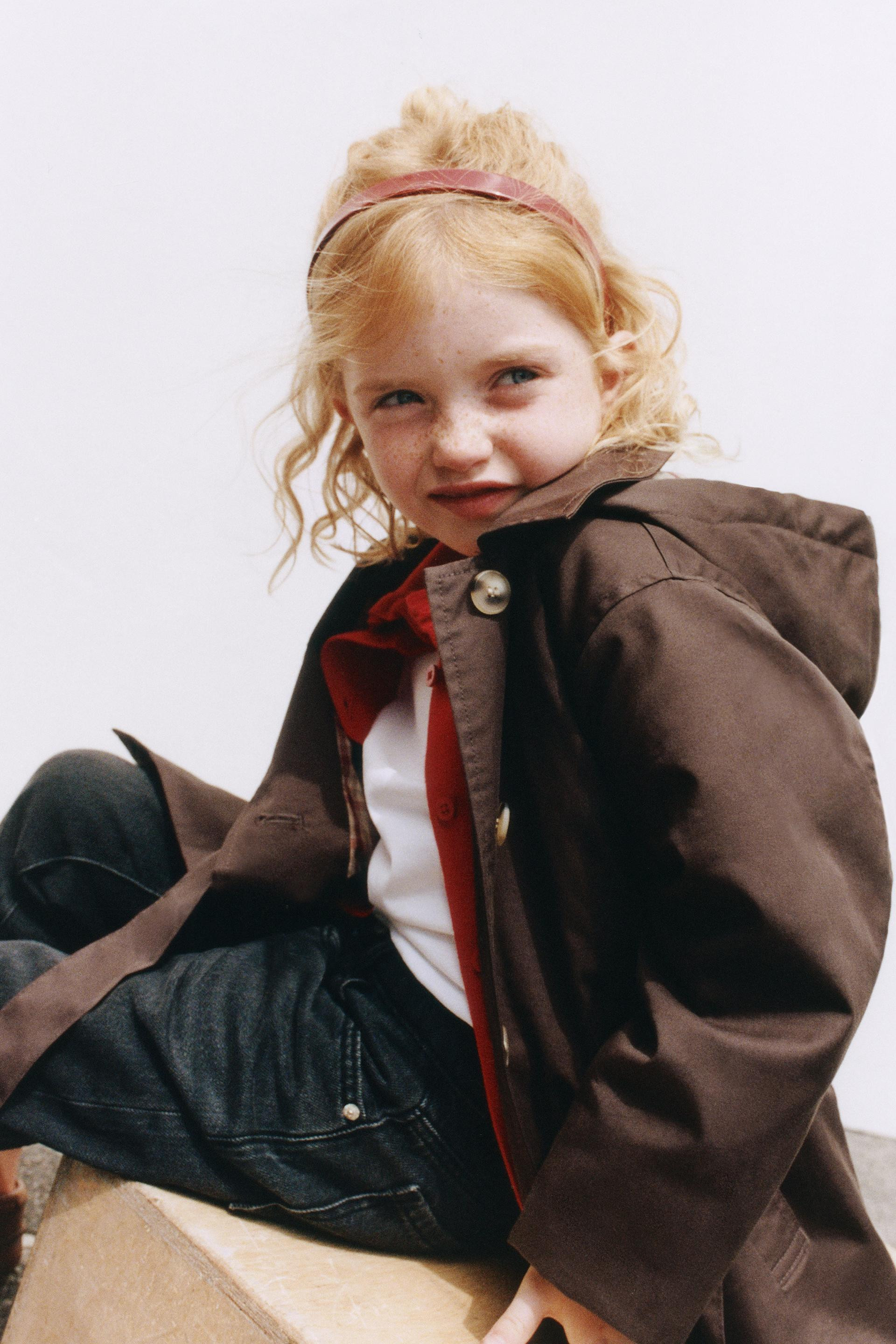 Zara - Hooded Plaid-Lined Trench Coat - Brown - 4 Years (40,9 Inches) - Kids | Zara US