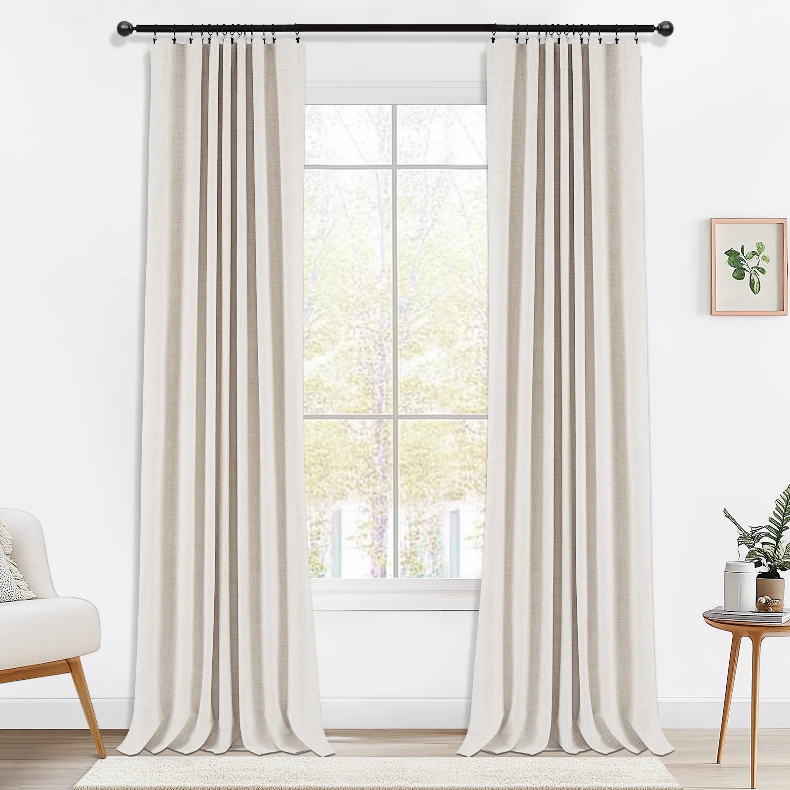 Wade Logan® Birglinde Faux Linen Textured Thermal 100% Blackout Curtains for Bedroom Living Room... | Wayfair North America