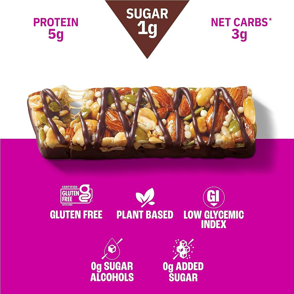 Munk Pack Nut & Seed Bar, Sea Salt Dark Chocolate | 1g Sugar, Low Carb & Keto, 5g Plant Based Pro... | Amazon (US)