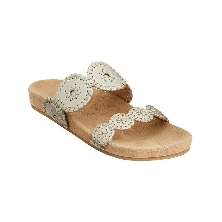 Jack Rogers Womens Comfort Lauren Leather Metallic Slide Sandals | Walmart (US)