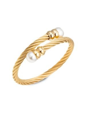 Eye Candy LA Luxe Sibelle Goldtone Glass Pearl Wrap Cuff Bracelet on SALE | Saks OFF 5TH | Saks Fifth Avenue OFF 5TH