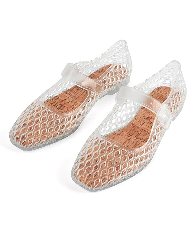 UniqueStride Women's Jelly Ballet Flats Buckle Strap Comfortable Casual Mary Jane Flat Lightweigh... | Amazon (US)