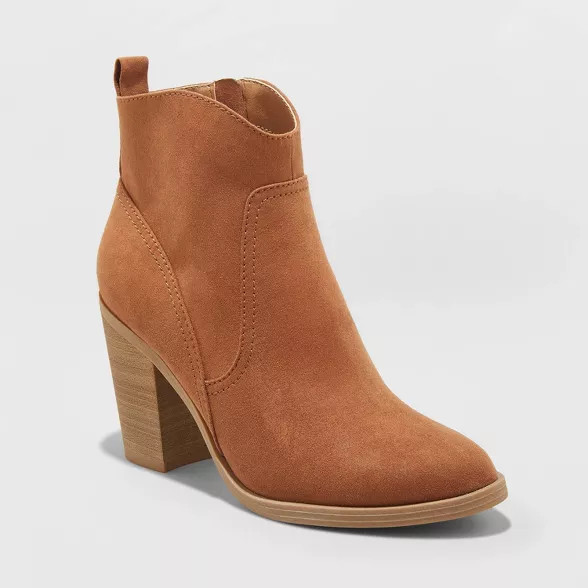 Women's Emmy Microsuede Western Bootie - Universal Thread™ Cognac | Target
