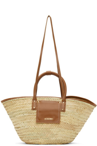 Beige & Brown Le Raphia 'Le Panier Soli' Tote | SSENSE