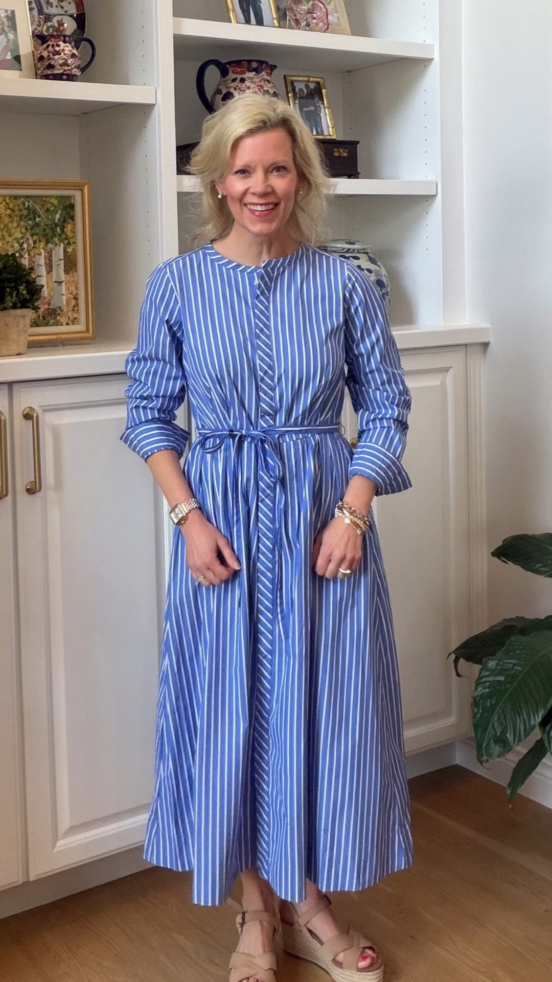 This darling dress is such an amazing price! I love the feminine and flattering cut. In this brand I sometimes size down, but I went with my regular size small and it fits great! Thinking this will be perfect for a blue and white wedding shower
I have coming up this spring  

#LTKootd #LTKOver40 #LTKWedding