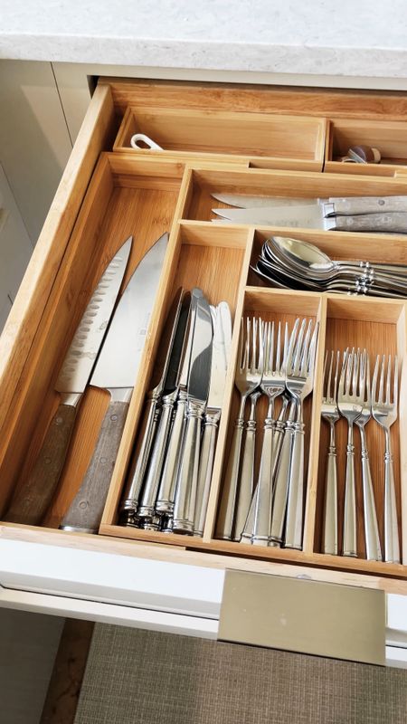 Get your silverware drawer organized with a few bamboo favorites. 
Kitchen organization, drawers, silverware 

#LTKVideo #LTKFindsUnder50 #LTKHome