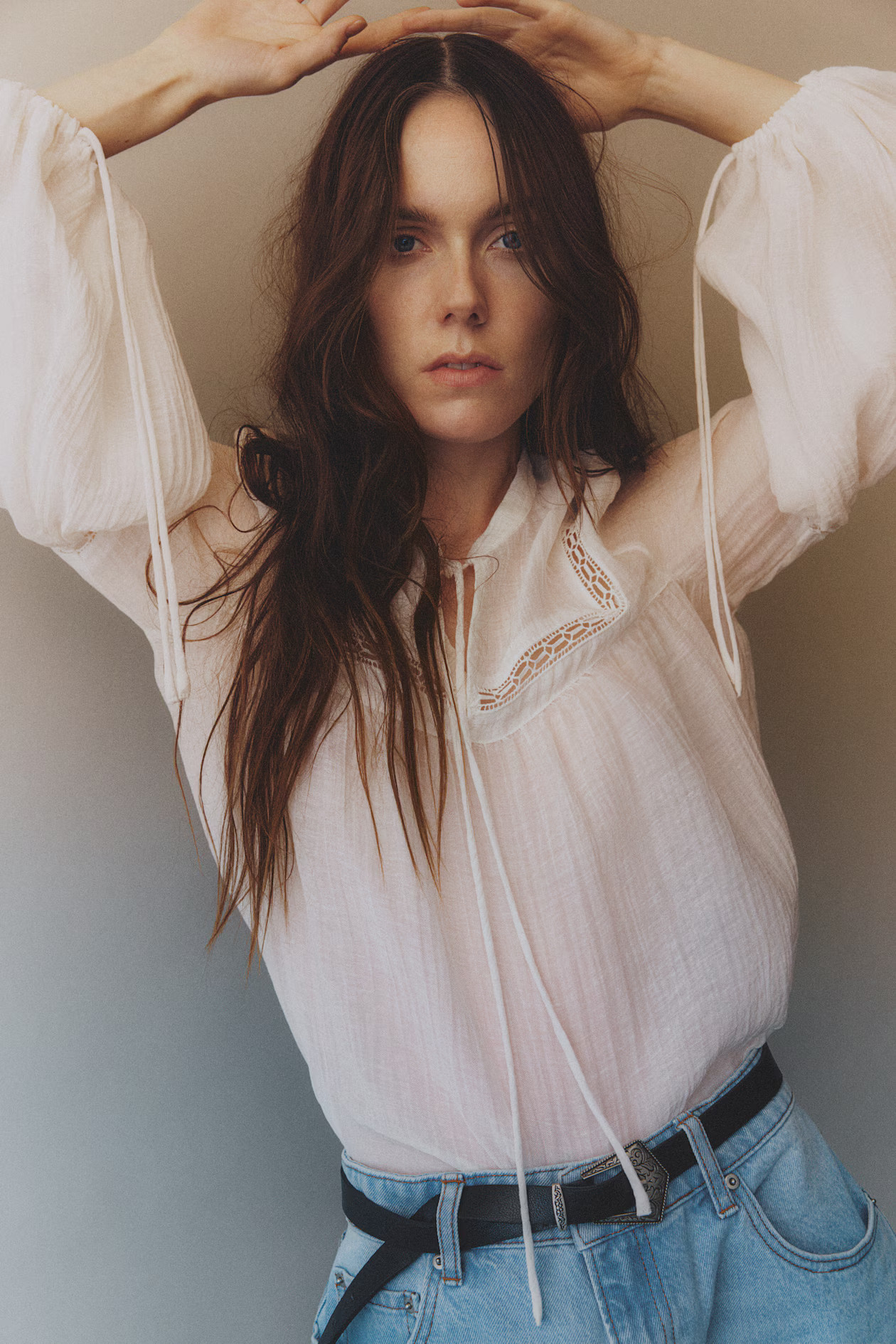 Lace-inset blouse - White - Ladies | H&M US | H&M (US + CA)