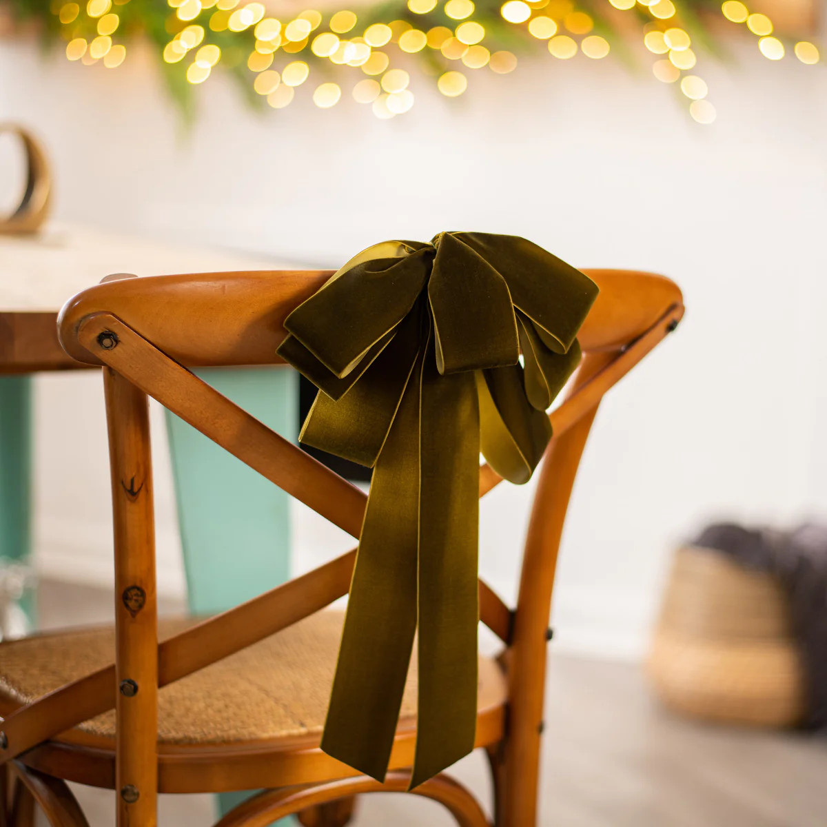 Moss Olive Green Velvet Lux Drape Loop Bow | Darby Creek Trading