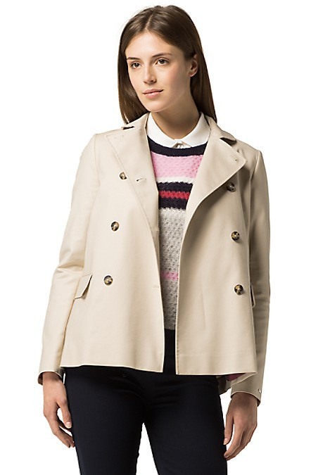 Tommy Hilfiger Cropped Trench Coat - Oatmeal | Tommy Hilfiger (US)