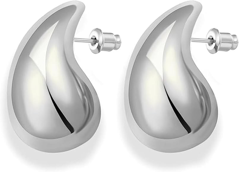 HEEYA Chunky Gold Hoop Earrings for Women Girls - 18K Gold/Sliver Plated Lightweight Hollow Open ... | Amazon (UK)