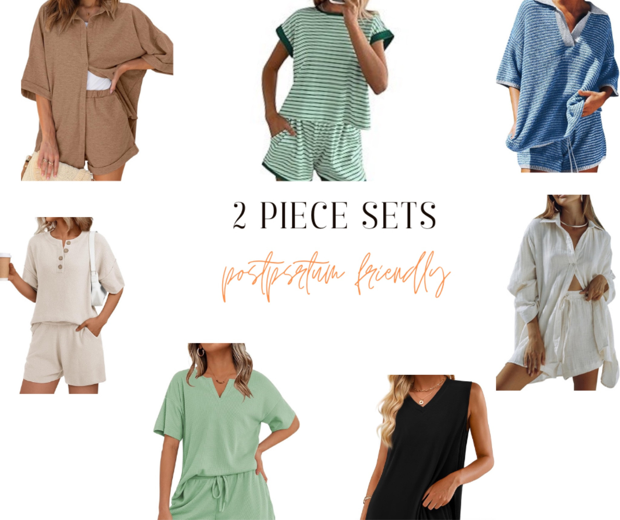 These are all 2 piece sets I’m wearing postpartum! Comfy and cute and all flowy/easy to throw on. Almost all come in multiple color options 

#LTKSaleAlert #LTKFindsUnder50 #LTKStyleTip