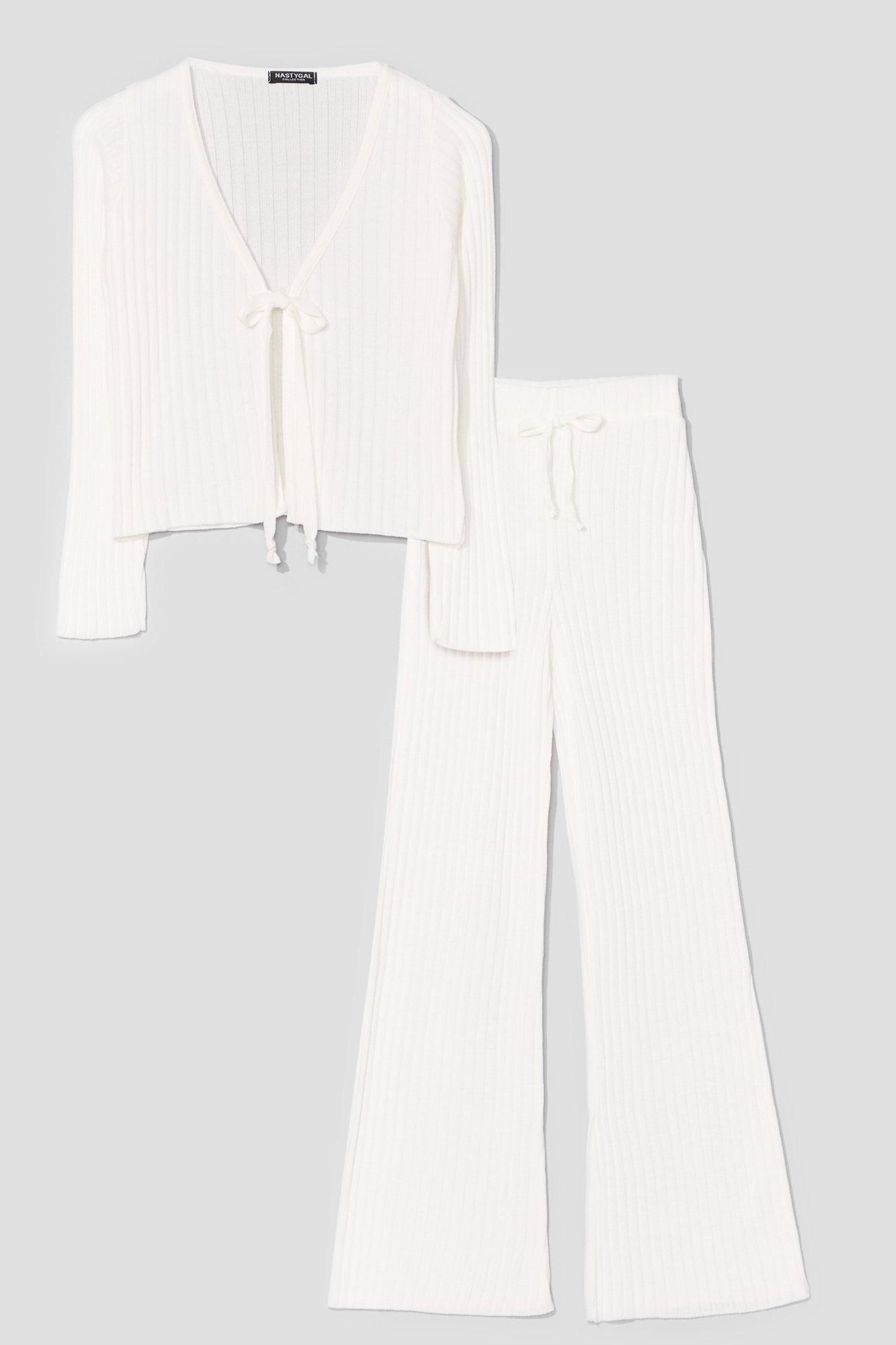 Knitted Tie Front Cardigan and Wide Leg Lounge Set | NastyGal (US & CA)