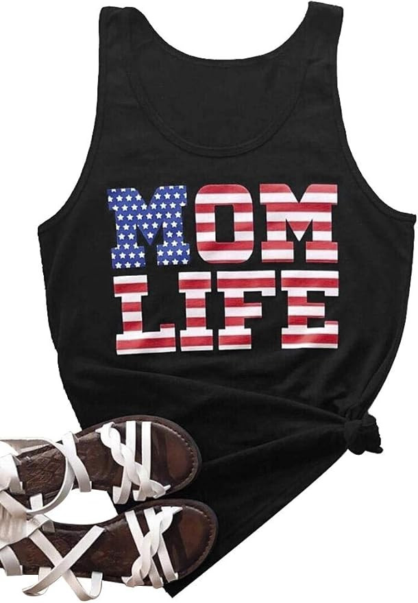 Calvin&Sally Women American Flag Shirt Mom Life July 4th Sunshine and Whiskey Sleeveless Athletic... | Amazon (US)