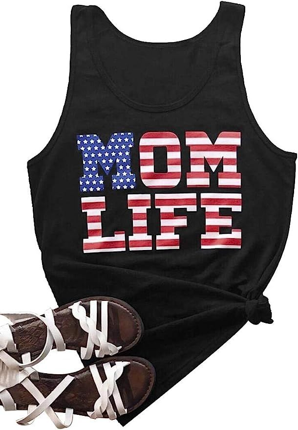 Calvin&Sally Women American Flag Shirt Mom Life July 4th Sunshine and Whiskey Sleeveless Athletic... | Amazon (US)