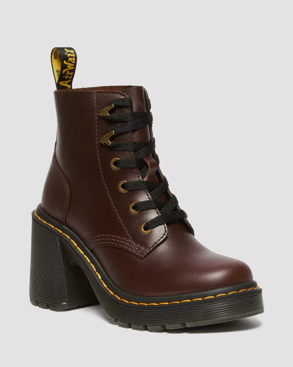 Jesy Leather Flared Heel Boots | Dr Martens (UK)