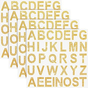 Zonon 136 Pieces Rhinestone Iron-on Letter Large Glitter Bling Alphabet Sticker Crystal Gemstone ... | Amazon (US)