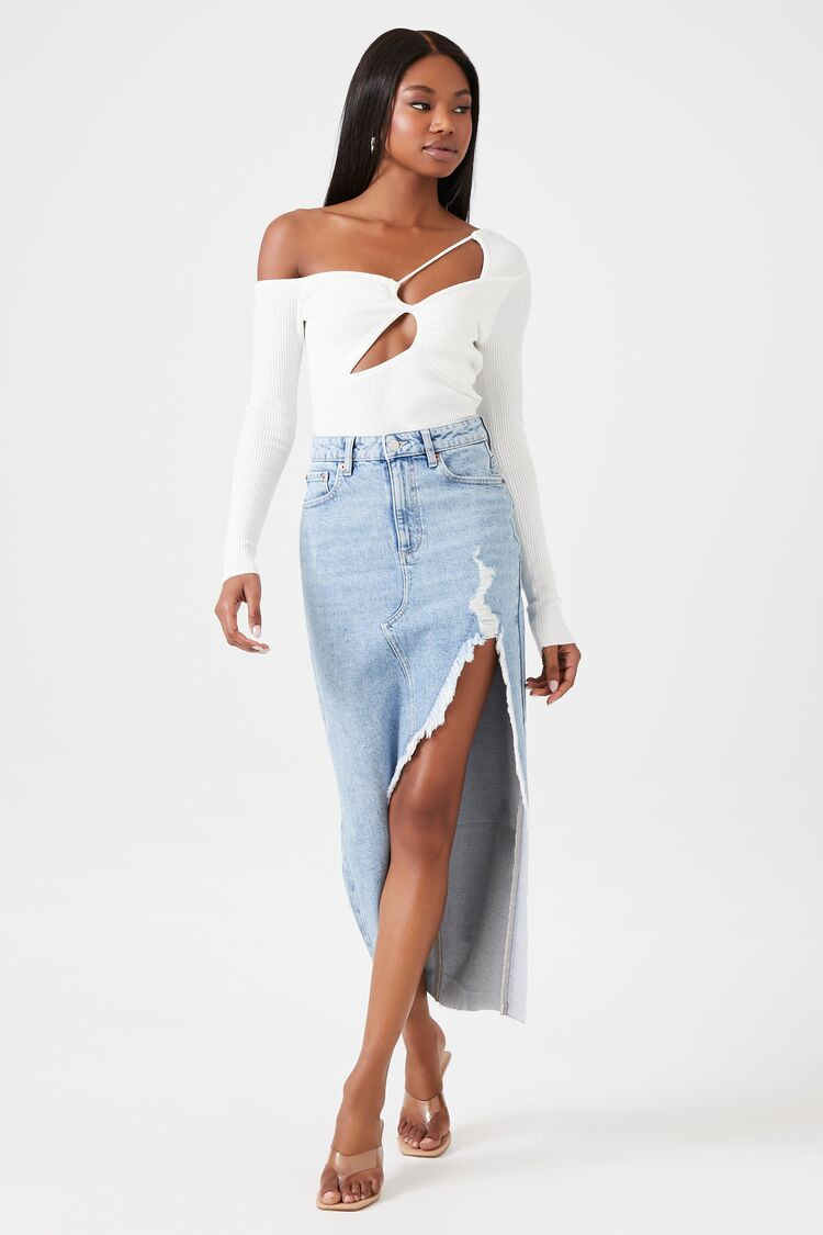 Frayed Denim Midi Skirt | Forever 21 (US)