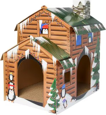 Frisco Holiday Log Cabin Cardboard Cat House | Chewy
