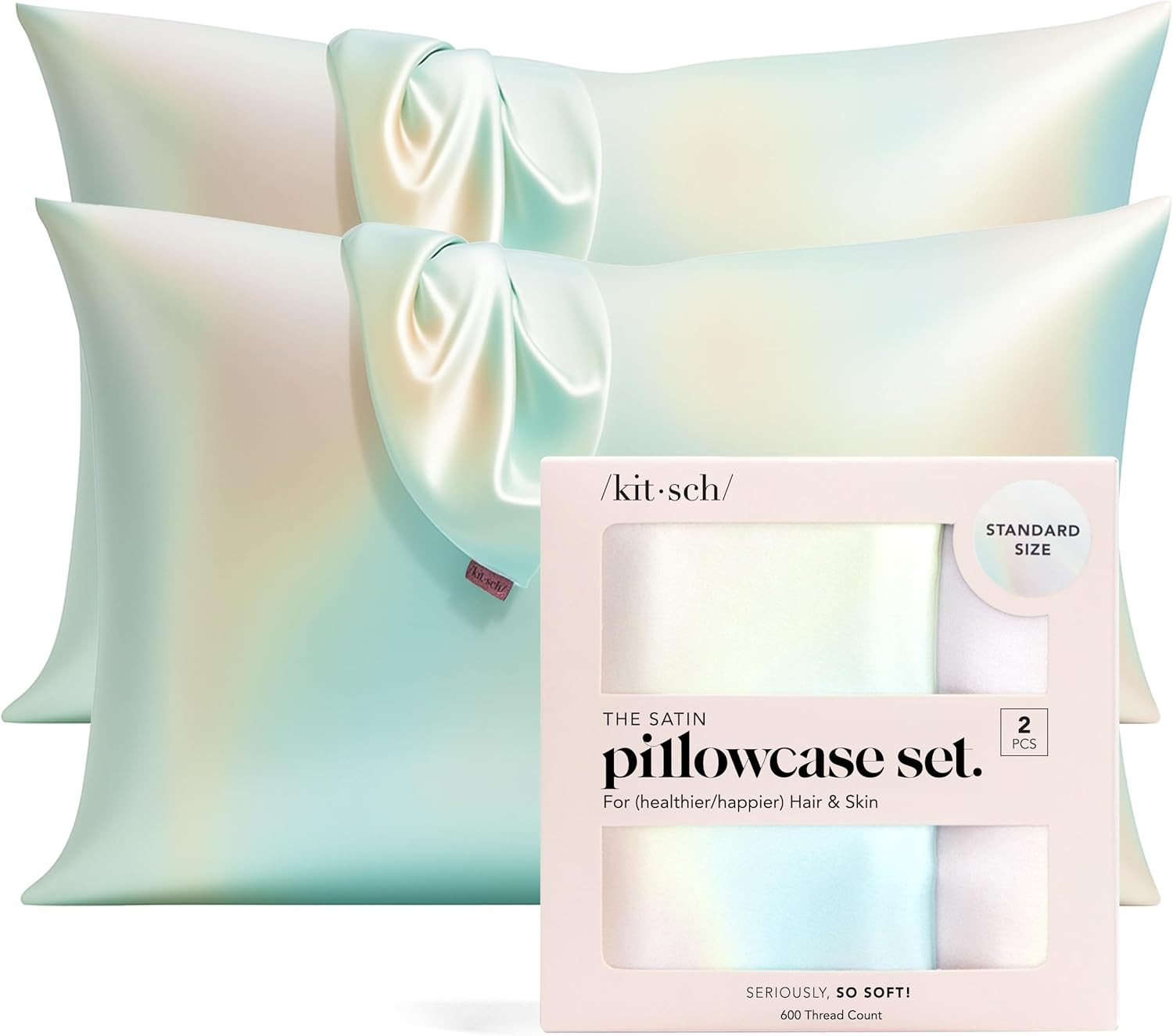 Kitsch Satin Pillowcase with Zipper for Hair & Skin - Softer Than Silk Pillow Cases, Smooth Cooli... | Amazon (US)