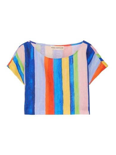 Mara Hoffman - Striped Organic Linen Top - Blue | NET-A-PORTER (US)
