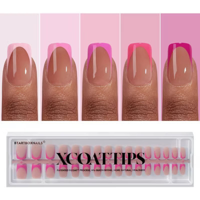BTArtboxnails XCOATTIPS® French Nails Pink Pastel Collection - Short Square Brown Base | Target