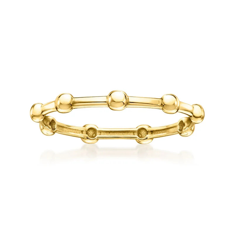 Italian 14kt Yellow Gold Beaded Station Ring | Ross-Simons