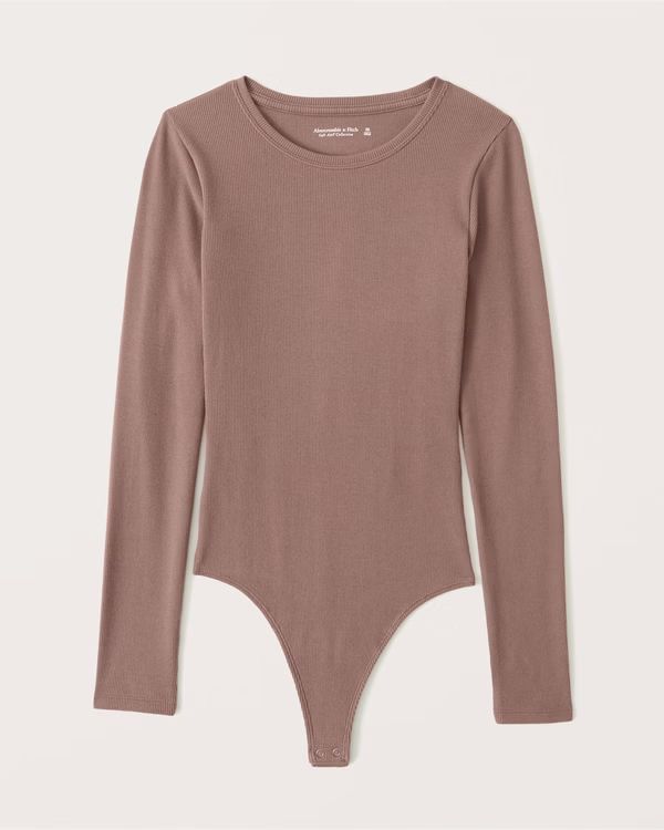 Women's Long-Sleeve Ribbed Crew Bodysuit | Women's Clearance - New Styles Added | Abercrombie.com | Abercrombie & Fitch (US)