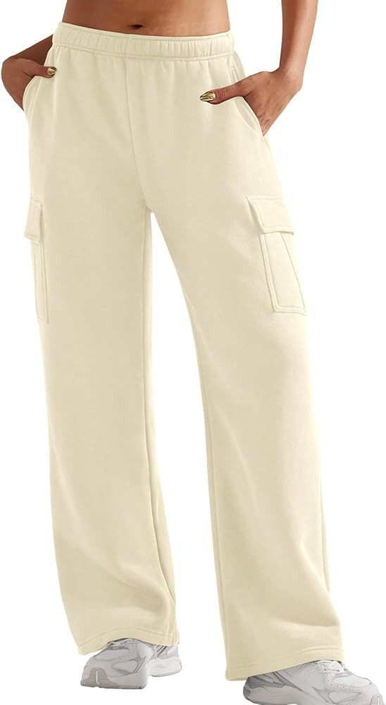 YEOREO Sweatpants Womens Cargo Pants Fleece Lined Wide Leg Joggers Baggy Drawstring Nairi Sweat P... | Amazon (US)