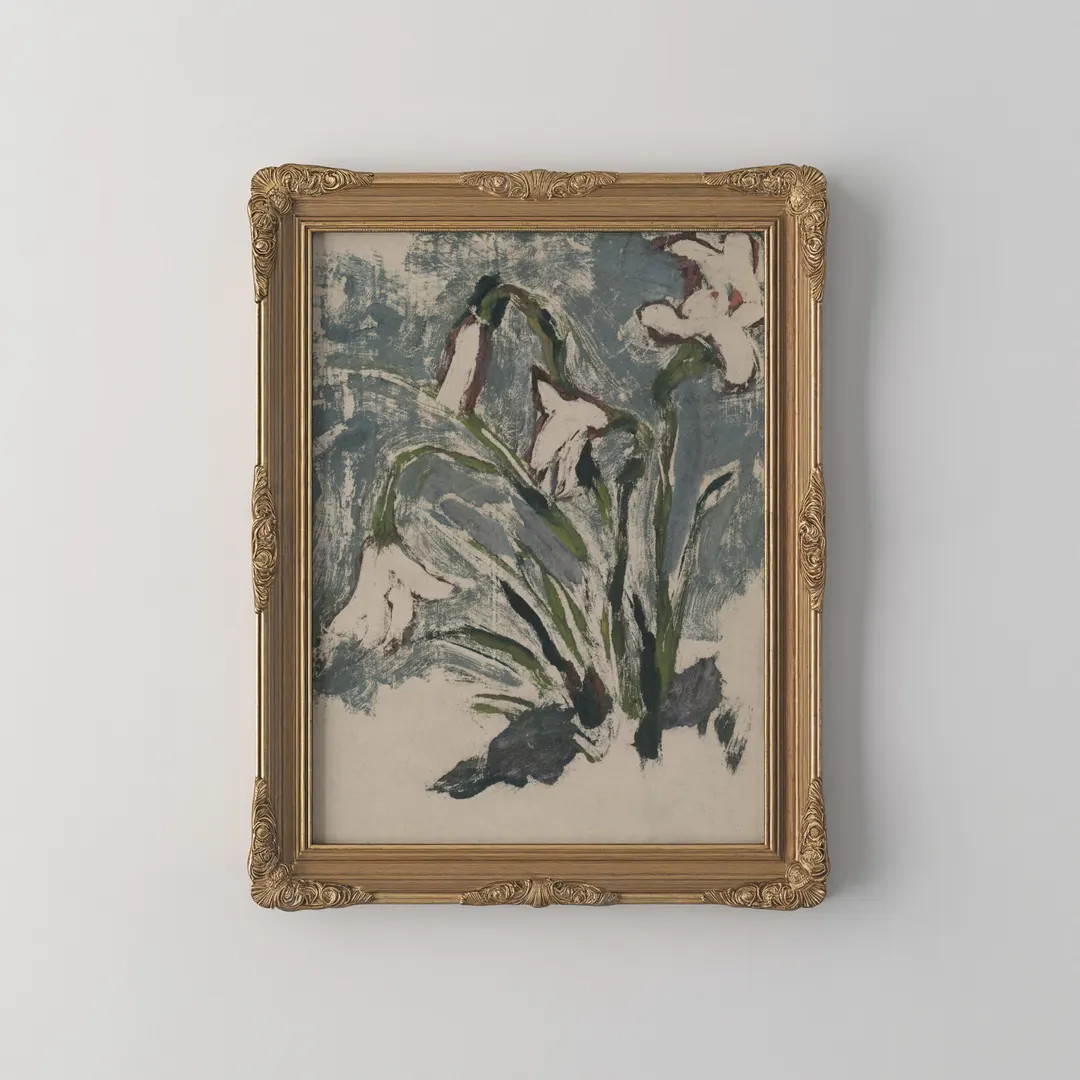 PRINTED Vintage Floral Abstract Art Antique Botanical Painting Vintage Floral Wall Art Blue Art G... | Etsy (US)