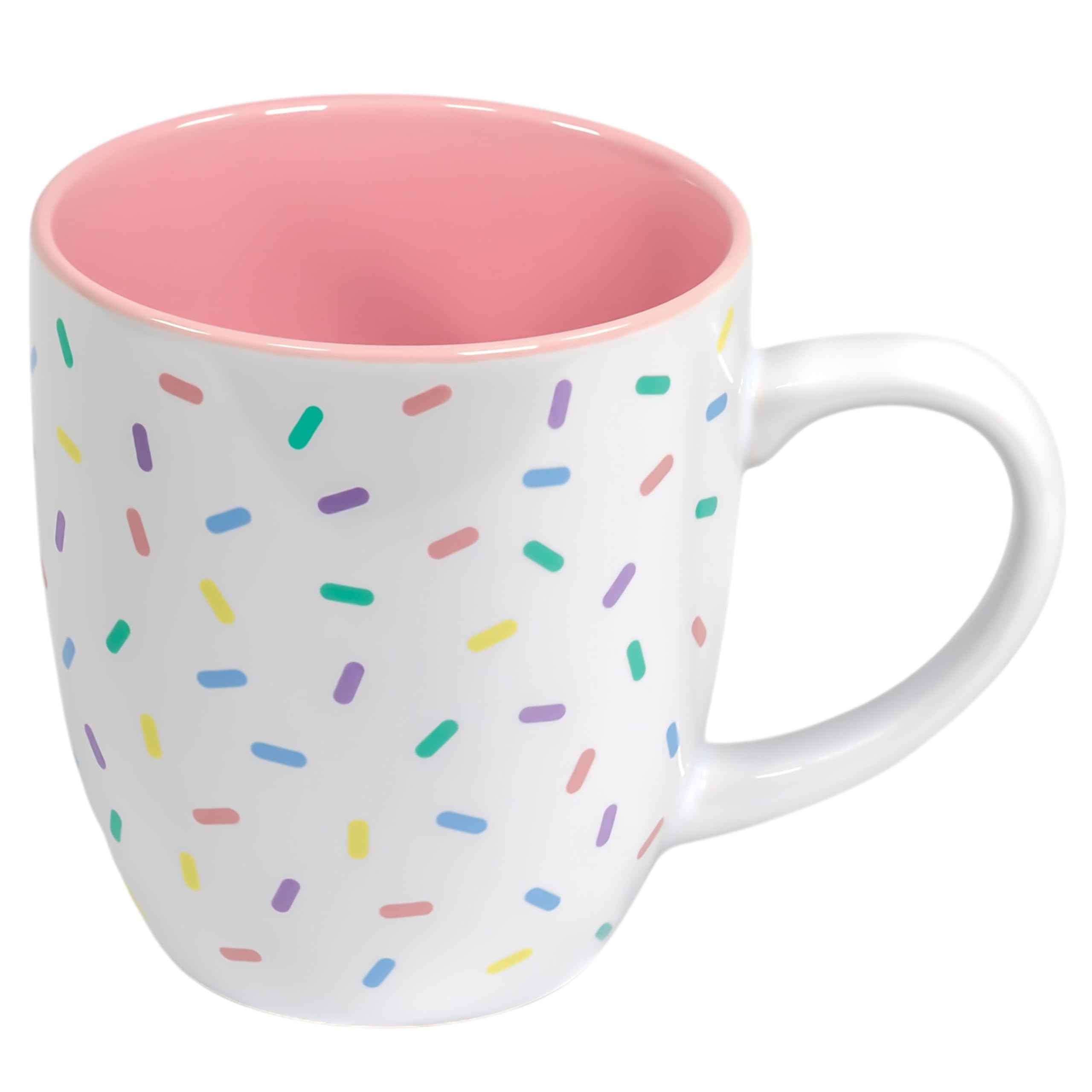 Pastel Pink Cute Coffee Mug with Sprinkles | Birthday Cake Coffee Cup Gift | Large White Ceramic ... | Amazon (US)