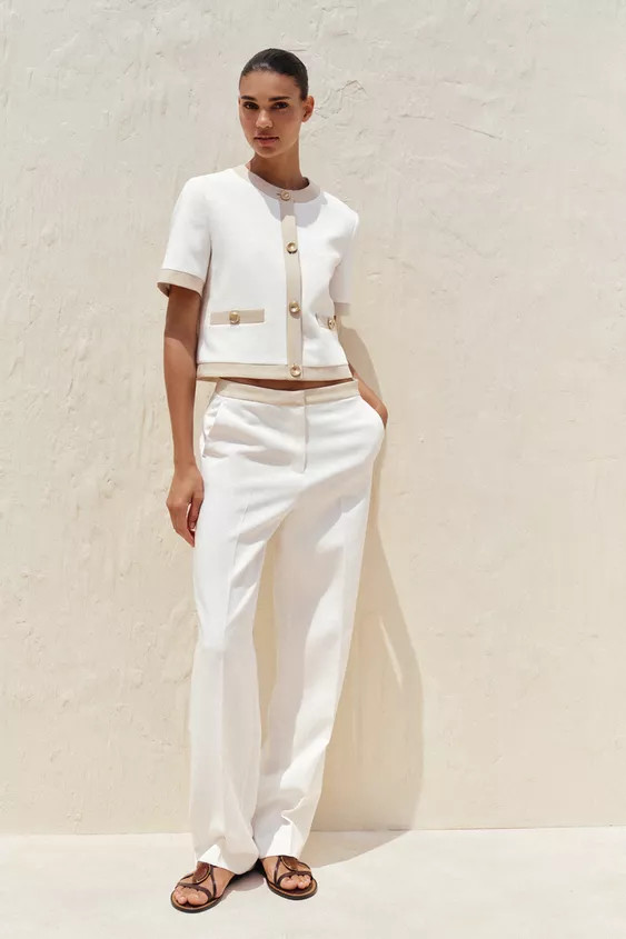 CONTRAST SHORT SLEEVE BLAZER | Zara US